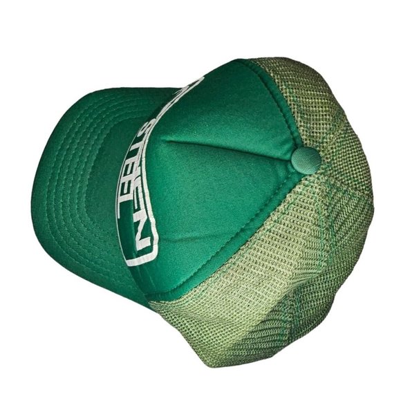 80s Green Obrien Steel Foam Trucker Hat Snapback Illinois Retro Hipster - Picture 6 of 12